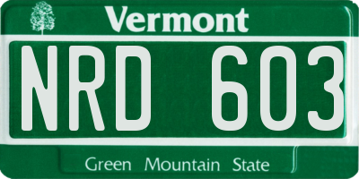 VT license plate NRD603