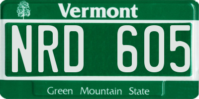 VT license plate NRD605