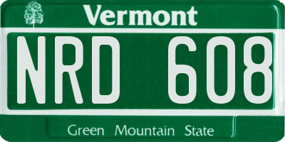 VT license plate NRD608