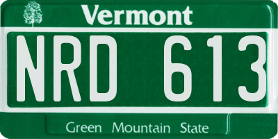 VT license plate NRD613