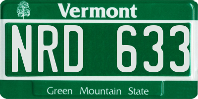 VT license plate NRD633
