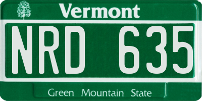 VT license plate NRD635