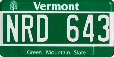 VT license plate NRD643