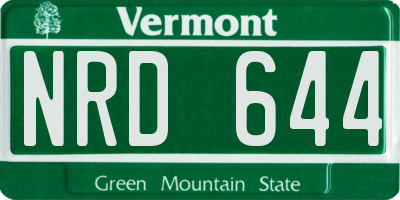 VT license plate NRD644