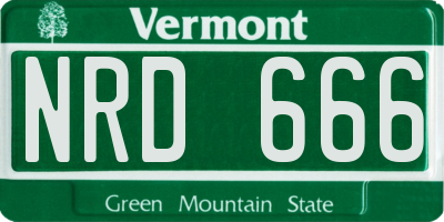 VT license plate NRD666