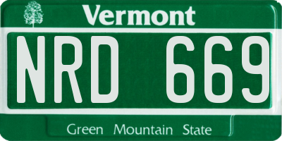 VT license plate NRD669
