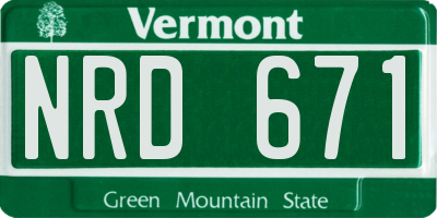 VT license plate NRD671