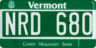 VT license plate NRD680