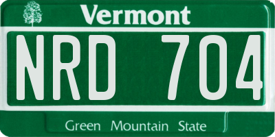 VT license plate NRD704