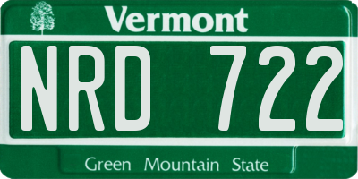 VT license plate NRD722