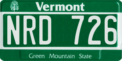VT license plate NRD726
