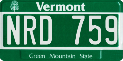 VT license plate NRD759