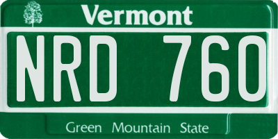 VT license plate NRD760