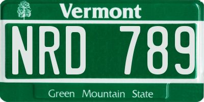 VT license plate NRD789