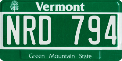 VT license plate NRD794
