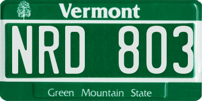 VT license plate NRD803