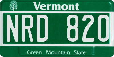 VT license plate NRD820