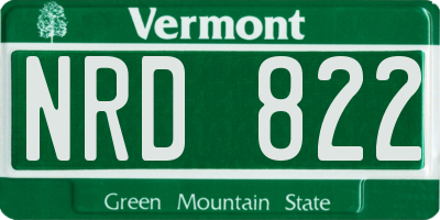 VT license plate NRD822
