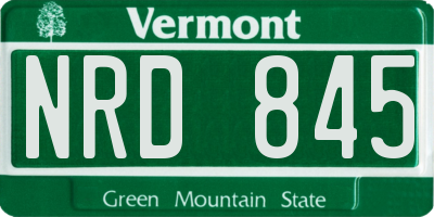 VT license plate NRD845