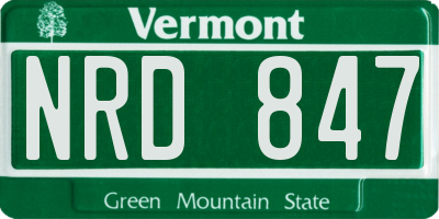 VT license plate NRD847
