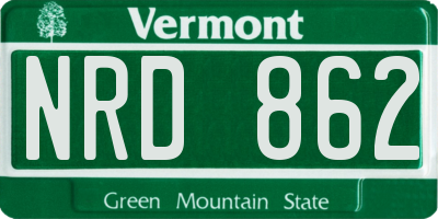 VT license plate NRD862