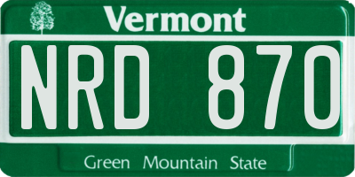 VT license plate NRD870