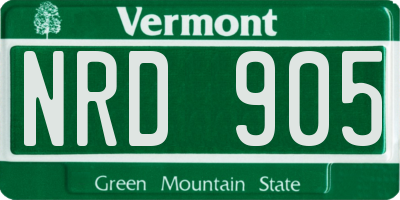 VT license plate NRD905