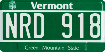 VT license plate NRD918