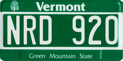 VT license plate NRD920