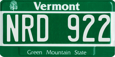 VT license plate NRD922