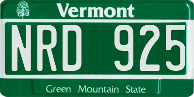 VT license plate NRD925