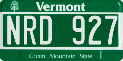 VT license plate NRD927