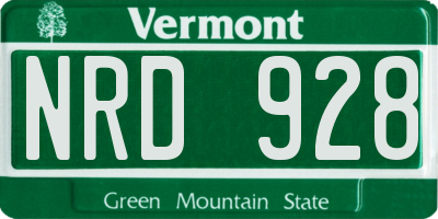 VT license plate NRD928