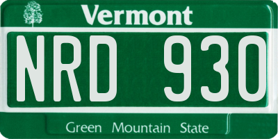 VT license plate NRD930