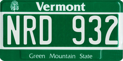 VT license plate NRD932
