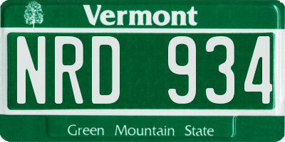 VT license plate NRD934