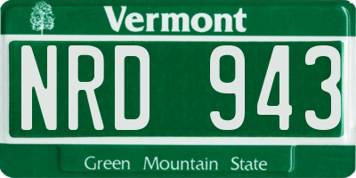 VT license plate NRD943