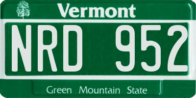 VT license plate NRD952