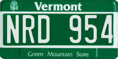 VT license plate NRD954