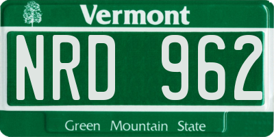 VT license plate NRD962