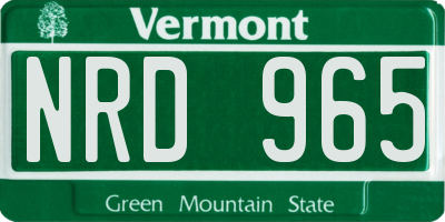 VT license plate NRD965