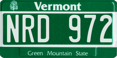 VT license plate NRD972