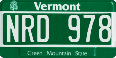VT license plate NRD978