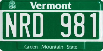 VT license plate NRD981