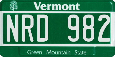 VT license plate NRD982
