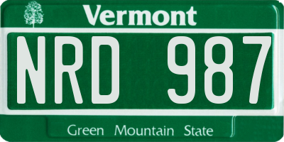 VT license plate NRD987
