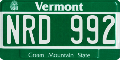 VT license plate NRD992