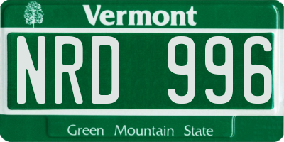 VT license plate NRD996