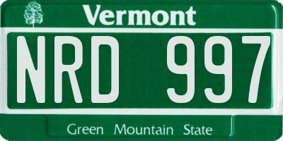 VT license plate NRD997