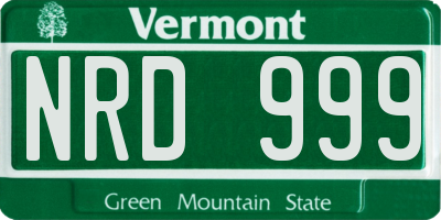 VT license plate NRD999